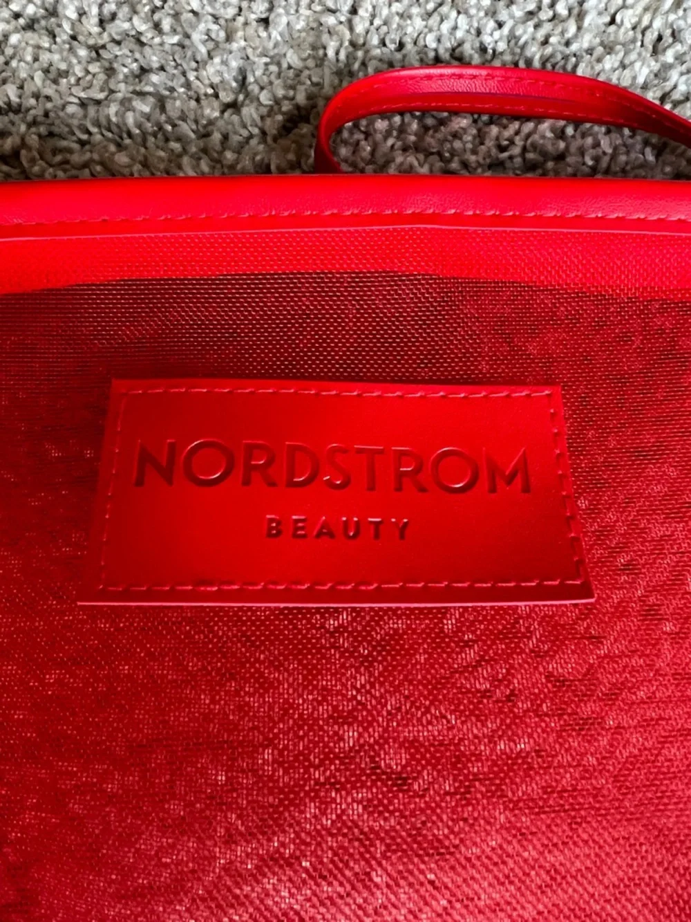 Nordstrom Beauty Red Mesh Wristlet Cosmetic Pouch
